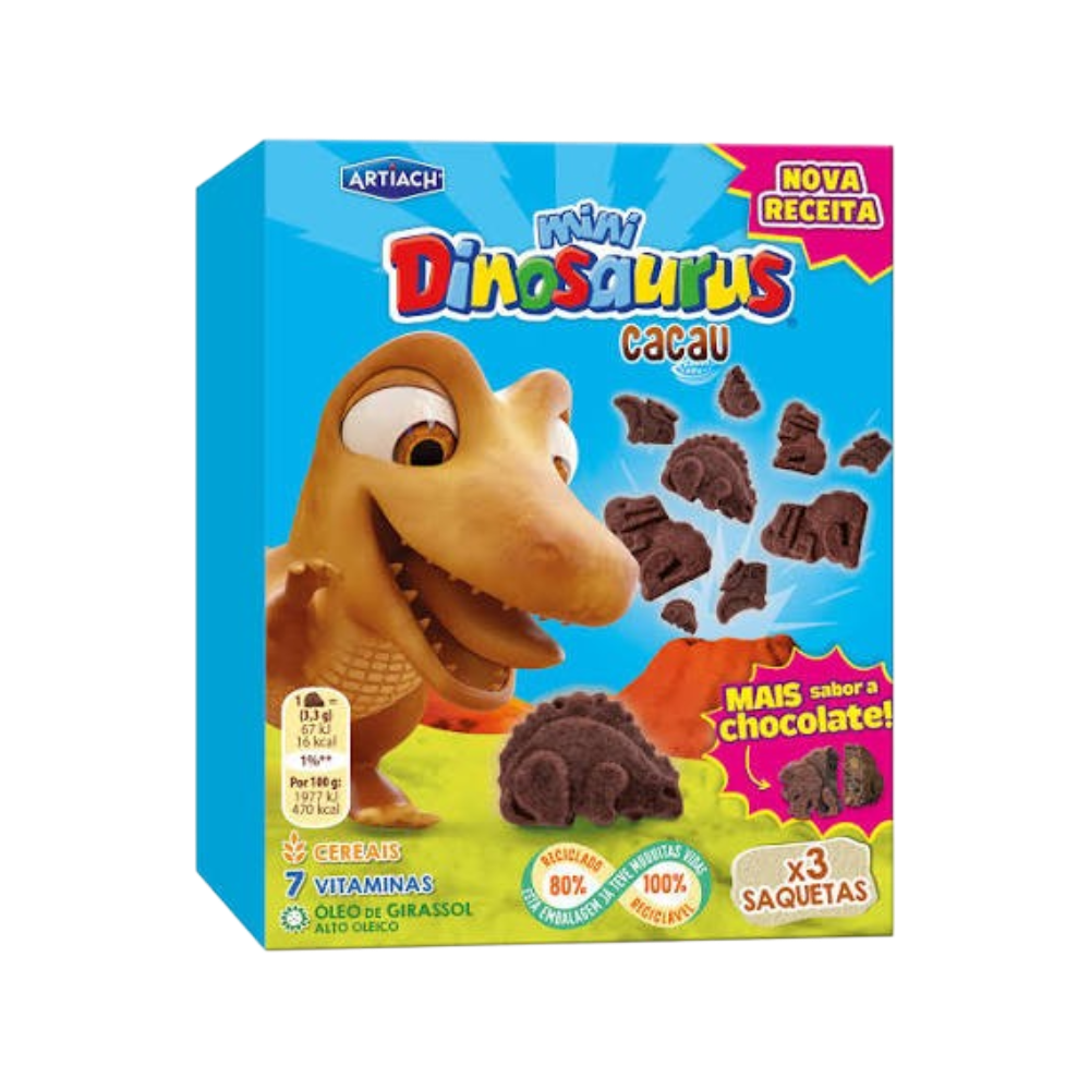 Bolachas Mini Dinosaurus Chocolate 120g - Artiach