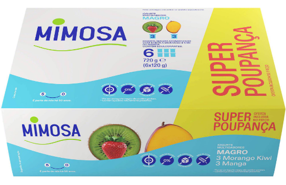 Iogurte Aroma Pack Económico Magro Aroma Morango, Kiwi, Banana e Pêssego 8x120g - Mimosa