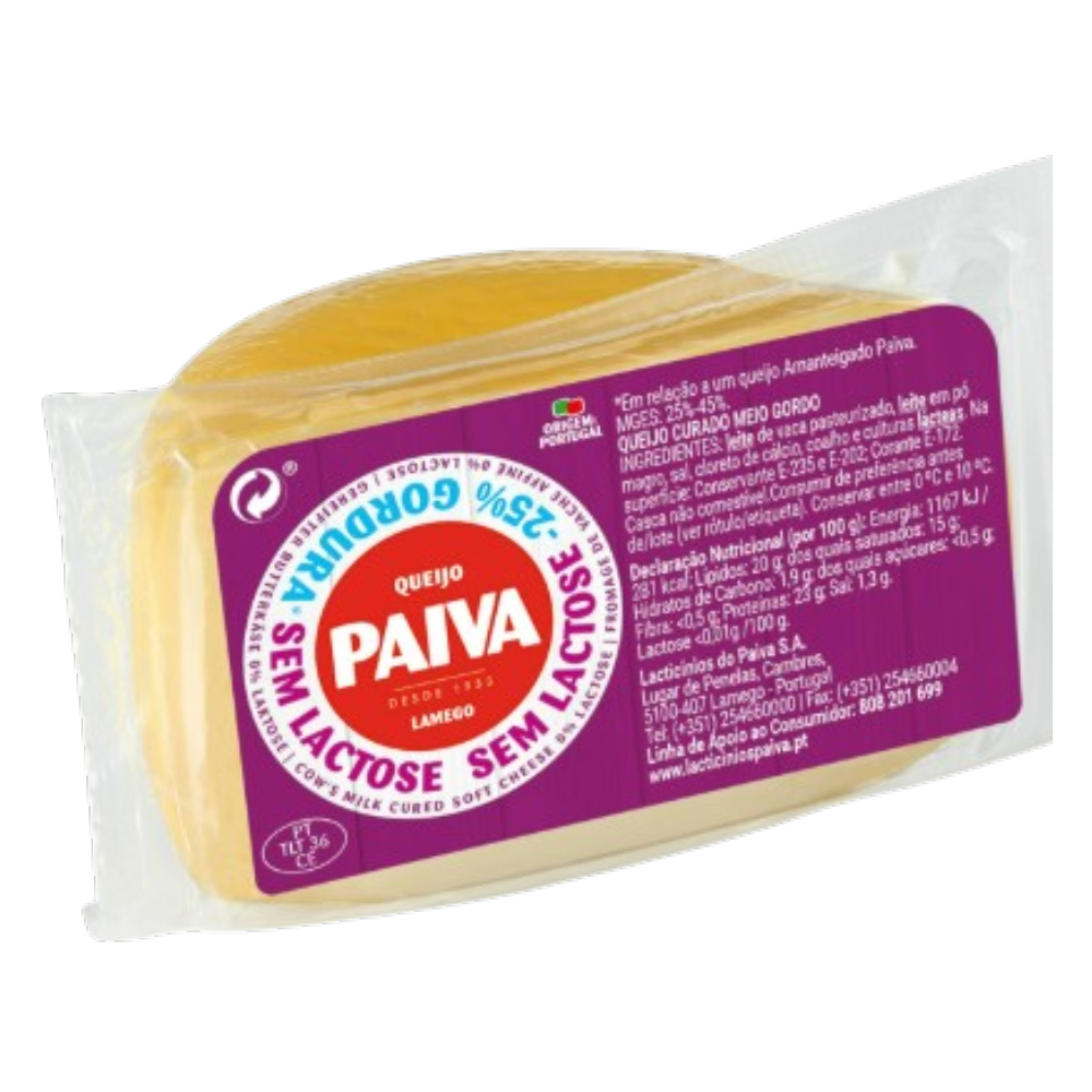 Queso curado sin lactosa mitades 250gr - Paiva