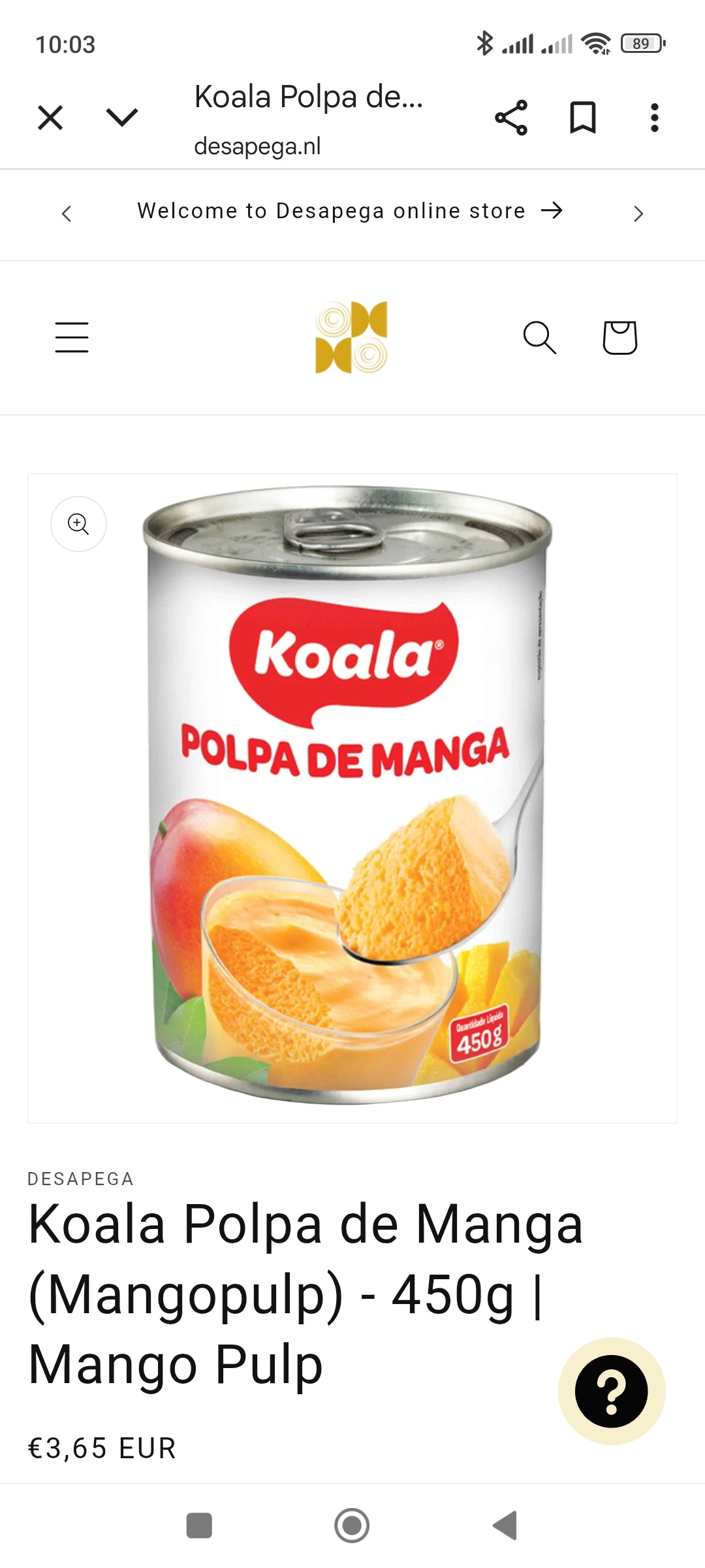 Polpa de Manga 450gr. - Koala