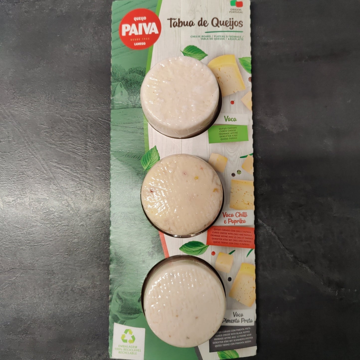 Tábua Queijo Vaca com Especiarias 3x80gr- Paiva