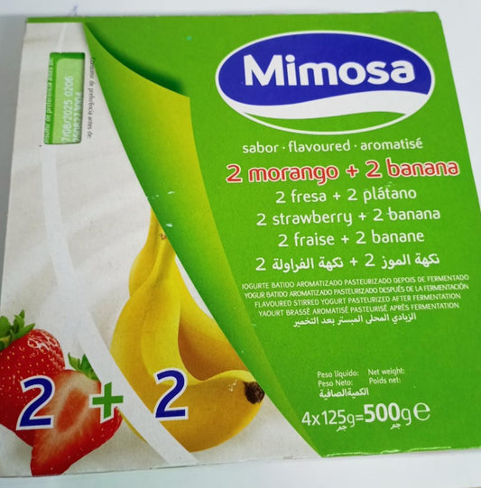 Iogurte Aroma Morango / Banana/ 4x125g - Mimosa