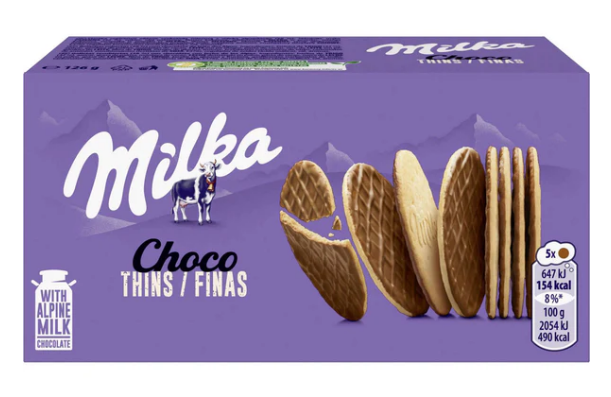 Bolachas com Cobertura de Chocolate Finas Milka 126g