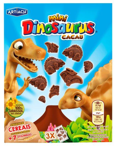 Bolacha Artiach Mini Dinosauros Chocolate 120 Gr.