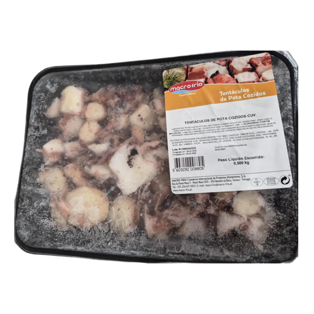 Cooked Squid Tentacles Tray 500g Approx - Macrofrio