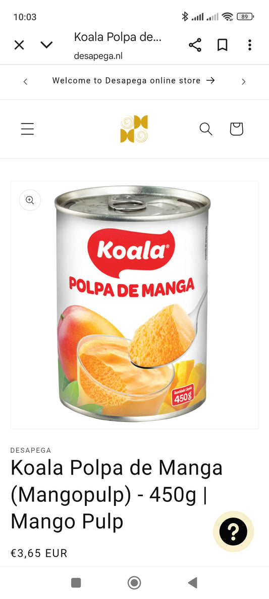 Polpa de Manga 450gr. - Koala